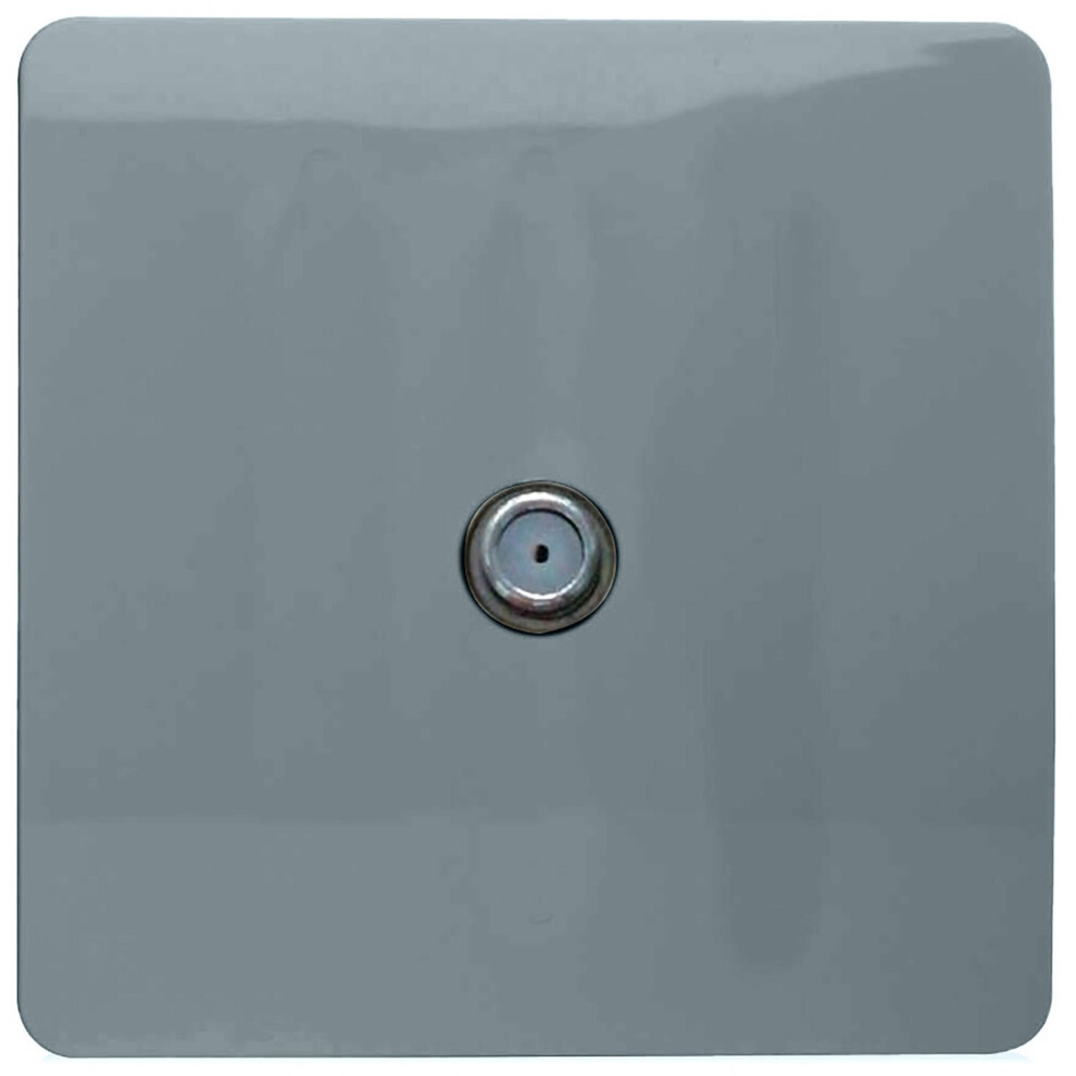 Trendi 1 Gang Artistic Modern Glossy Screwless Television Satellite Socket Cool Grey