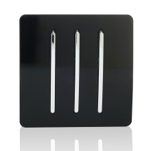 Trendi 3 Gang 1 Way Modern Glossy 10 Amp Light Switch Piano Black