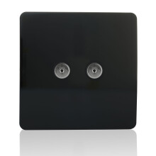 Trendi Artistic Modern Glossy Tactile 2 Gang TV Socket in Piano Black ART-2TVSBK
