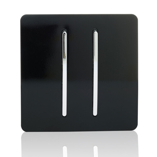 Trendi Switch Trendi 2 Gang 2 Way Modern Glossy 10 Amp Light Switch Piano Black