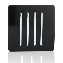 Trendi 4 Gang 1 Way Artistic Modern Glossy 10 Amp Rocker Tactile Light Switch Piano Black ART-SS7BK