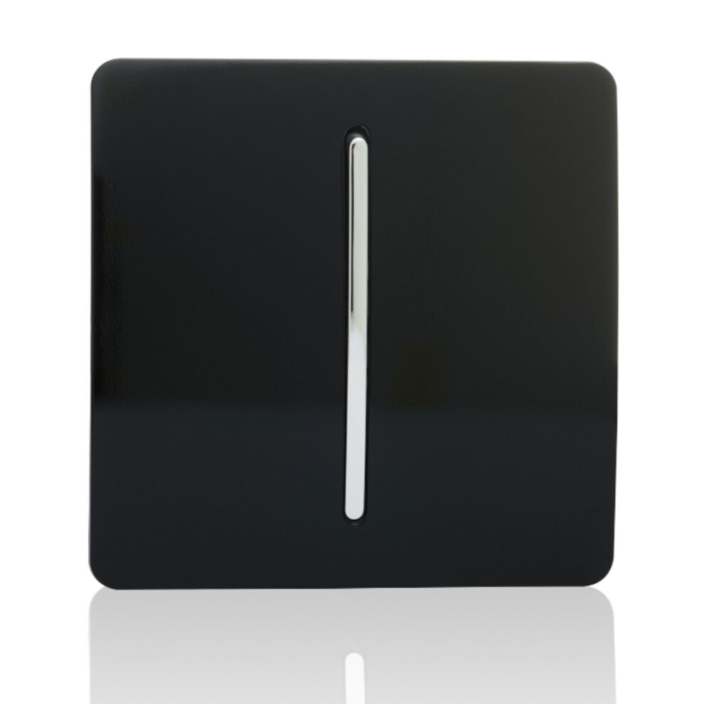Trendi 1 Gang 3 Way Intermediate Artistic Modern Glossy 10 Amp Rocker  Light Switch Piano Black