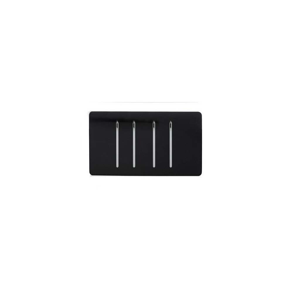 Trendi Artistic Modern Glossy 4 Gang 2 Way Rocker Double Plate Tactile Light Switch in Piano Black