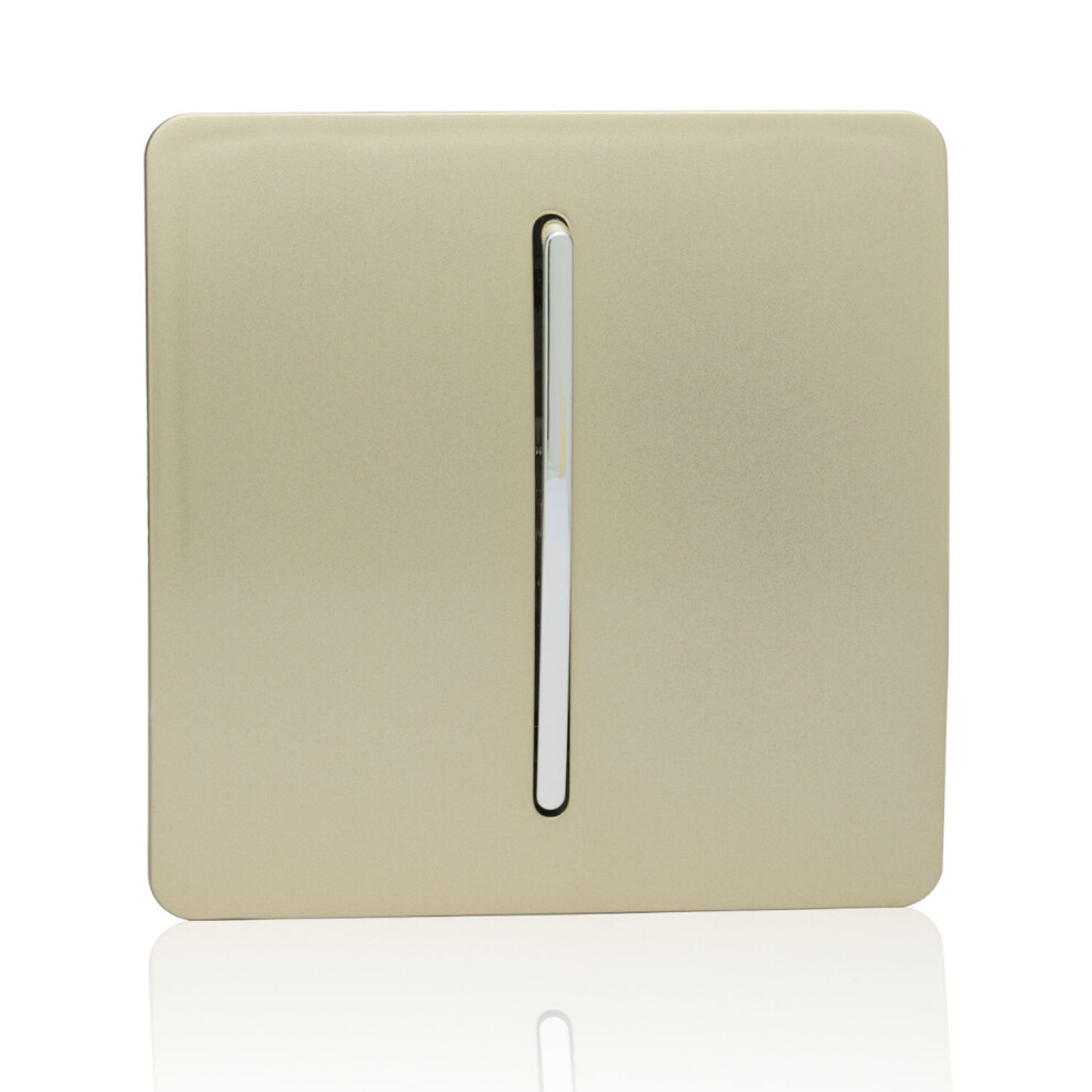 Trendi Switch Trendi 1 Gang 2 Way Artistic Modern Glossy 10 Amp Rocker Tactile Switch Champagne Light/Gold