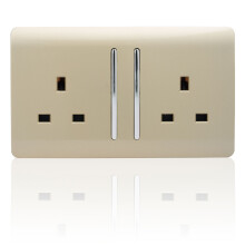 Trendi 2 Gang Artistic Modern Glossy 13 Amp Switched Tactile Plug Socket Champagne Gold