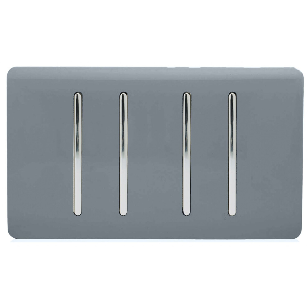 Trendi 4 Gang 3 Way Intermediate Artistic Modern Glossy 10 Amp Rocker Light Switch Warm Grey