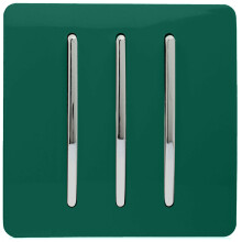 Trendi 3 Gang 1 Way Artistic Modern Glossy 10 Amp Rocker Tactile Light Switch Dark Green