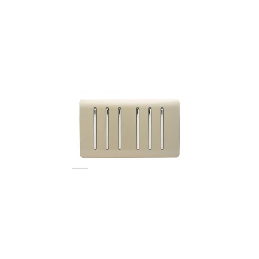 Trendi Switch Trendi Modern Glossy 6 Gang 2 Way Rocker Champagne Gold Double Plate Light Switch In Champagne Gold