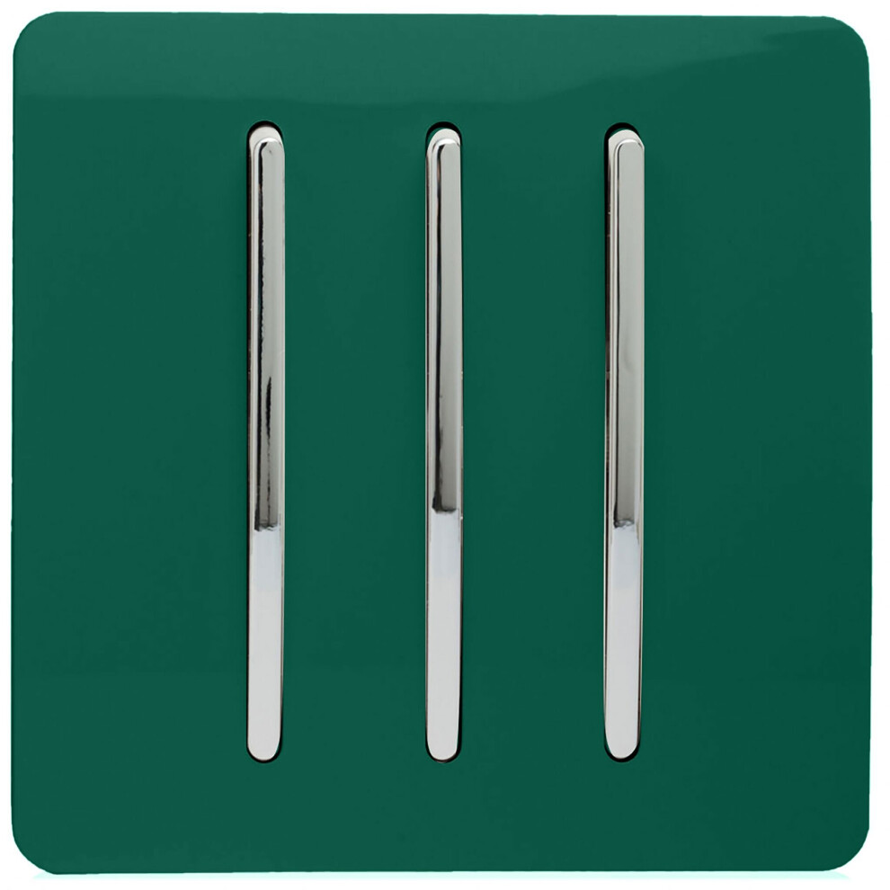 Trendi Switch Trendi 3-Gang 2-Way Glossy 10A Rocker Switch Art-Ss6dg Dark/Green/Light
