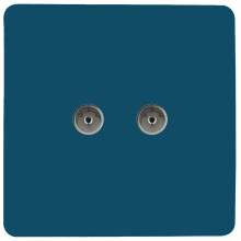 Trendi Artistic Modern Glossy Tactile 2 Gang TV Socket Midnight Blue