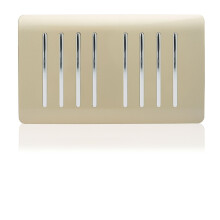 Trendi Artistic Modern Glossy 8 Gang 1 Way Rocker Black Double Plate Light Switch in Champagne Gold