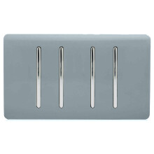Trendi 4 Gang 3 Way Intermediate Artistic Modern Glossy 10 Amp Rocker Light Switch Cool Grey