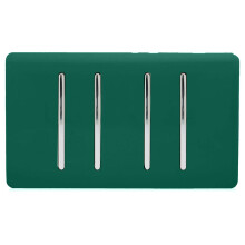 Trendi Artistic Modern Glossy 4 Gang 2 Way Rocker Double Plate Tactile Light Switch Dark Green