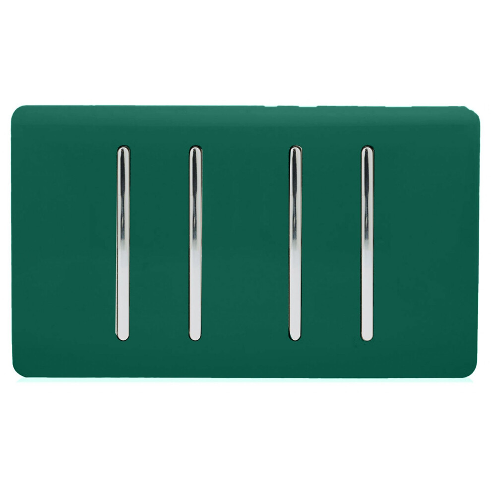 Trendi Artistic Modern Glossy 4 Gang 2 Way  Rocker Double Plate Tactile Light Switch Dark Green