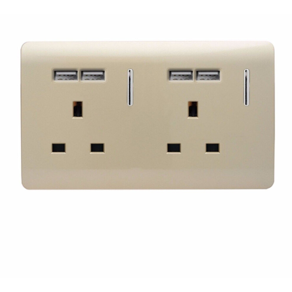 Trendi Switch 2 Gang 4 Port USB Plug Socket Champagne Gold - Image 4