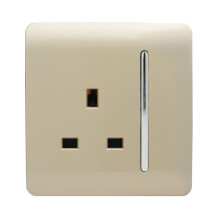 Trendi 1 Gang Artistic Modern Glossy 13 Amp Switched Tactile Plug Socket Champagne Gold ART-SKT13GO