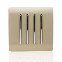Trendi 4 Gang 2 Way Artistic Modern Glossy 10 Amp Rocker Tactile Light Switch Champagne Gold