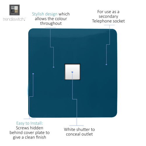 Trendi Switch Trendi Artistic Modern Glossy Tactile Telephone Socket Midnight Blue 1