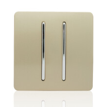 Trendi 2 Gang 2 Way Artistic Modern Glossy 10 Amp Rocker Tactile Light Switch Champagne Gold