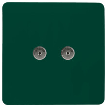 Trendi Artistic Modern Glossy Tactile 2 Gang TV Socket Dark Green