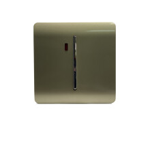 Trendi ART-WHS1GO 20A Tactile Double-Pole Light Switch with Neon Insert - Champagne Gold, Glossy Modern Finish