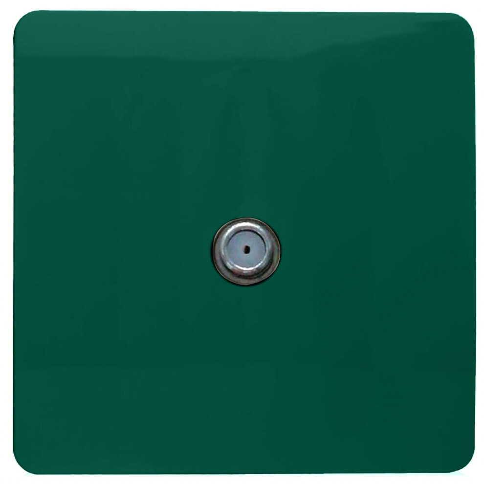 Trendi 1 Gang Artistic Modern Glossy Screwless Television Satellite Socket Dark Green