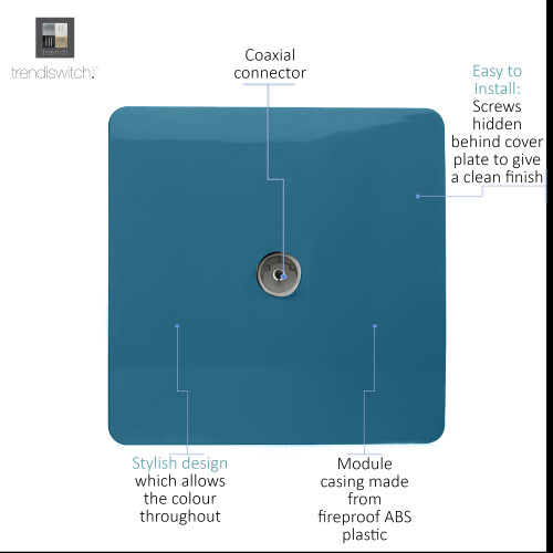 Trendi Switch Trendi Artistic Modern Glossy Tactile TV Socket Midnight Blue 1