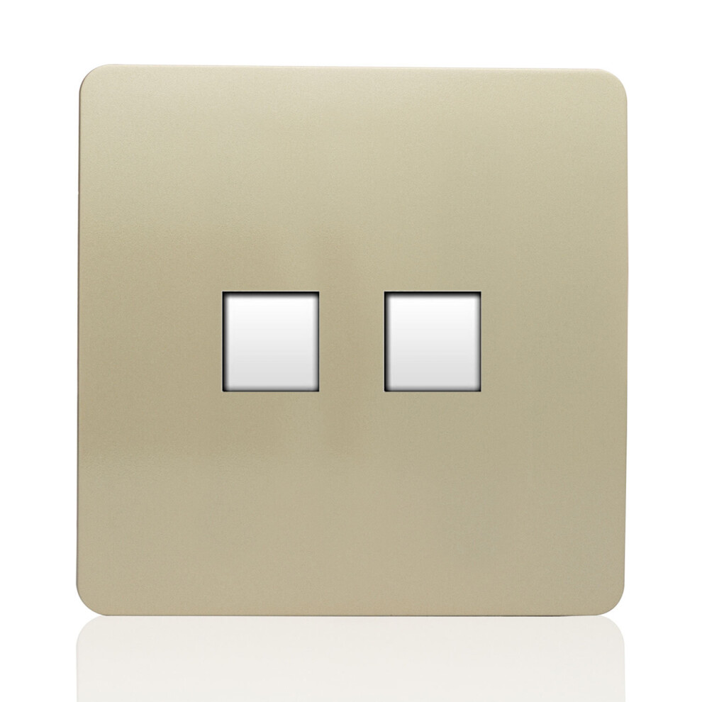 Trendi Artistic Modern Glossy Tactile 2 Gang Telephone Socket Champagne Gold Art-2Tlpgo 7091045507558