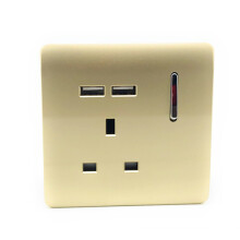 Trendi 1 Gang Glossy 13 Amp 2 x 2.1mA USB Switched Plug Socket Gold