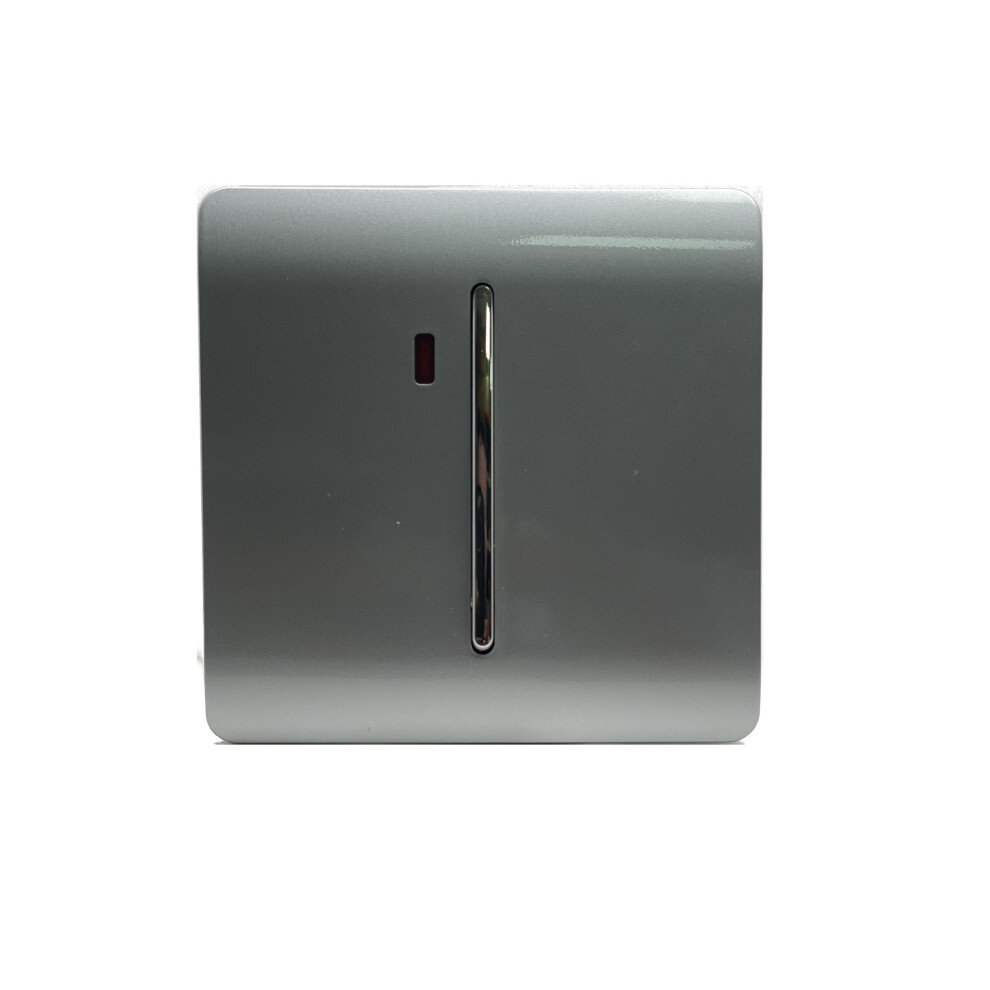 Trendi Switch Trendi Artistic Modern Glossy 20 A Tactile Light Switch & Neon Insert Silver Art-Whs1si