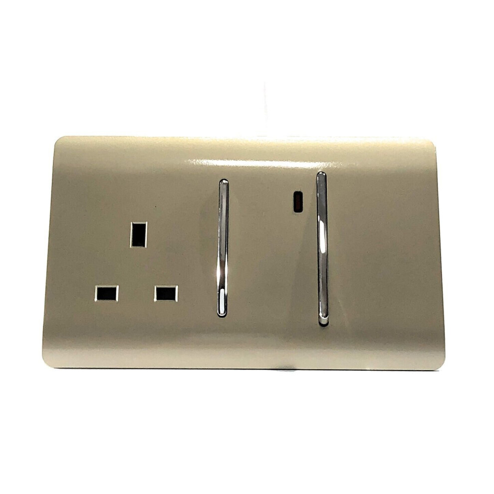 Trendi Switch Trendi Artistic Modern Glossy 45 A Cooker Switch & Plug Socket Inc Neon Insert Champagne Gold