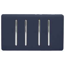 Trendi Artistic Modern Glossy 4 Gang 2 Way Rocker Double Plate Tactile Light Switch Navy