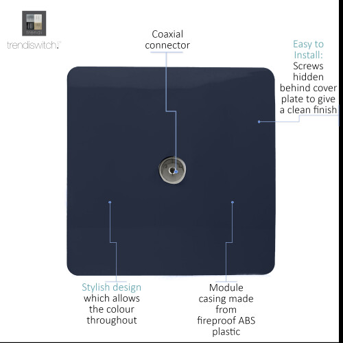 Trendi Switch Trendi Artistic Modern Glossy Tactile TV Socket Navy 1