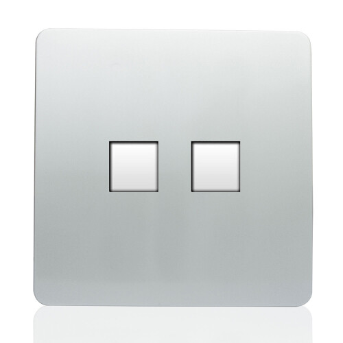 Trendi Switch Trendi Modern 2 Gang RJ45 Cat 5e & Cat 6 PC Ethernet Socket Silver