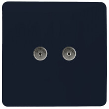 Trendi Artistic Modern Glossy Tactile 2 Gang TV Socket Navy