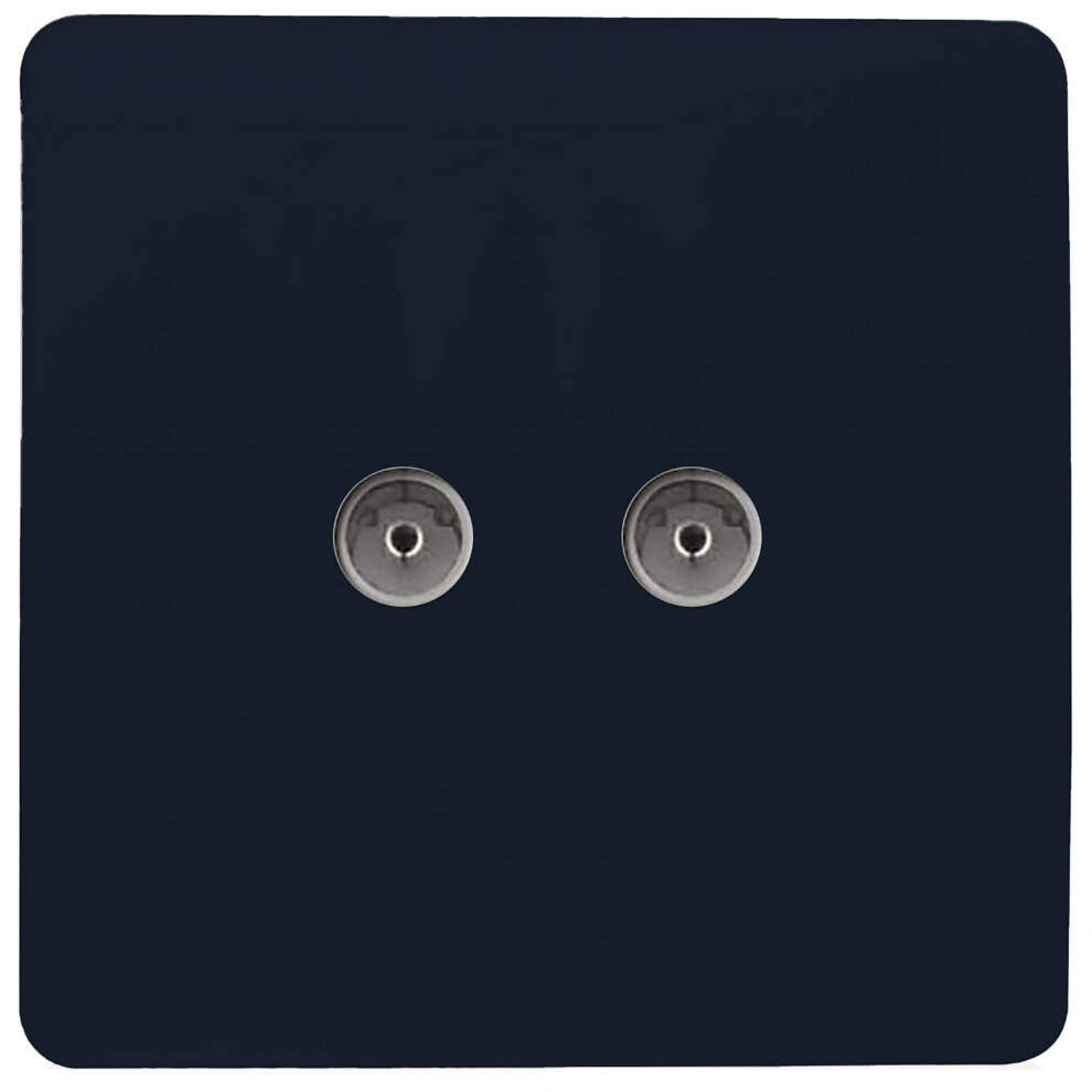 Trendi Artistic Modern Glossy Tactile 2 Gang TV Socket Navy