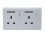 Trendi Switch Trendi 2 Gang Modern Glossy 13 Amp 4 x 2.1mA USB Plug Socket Silver 1