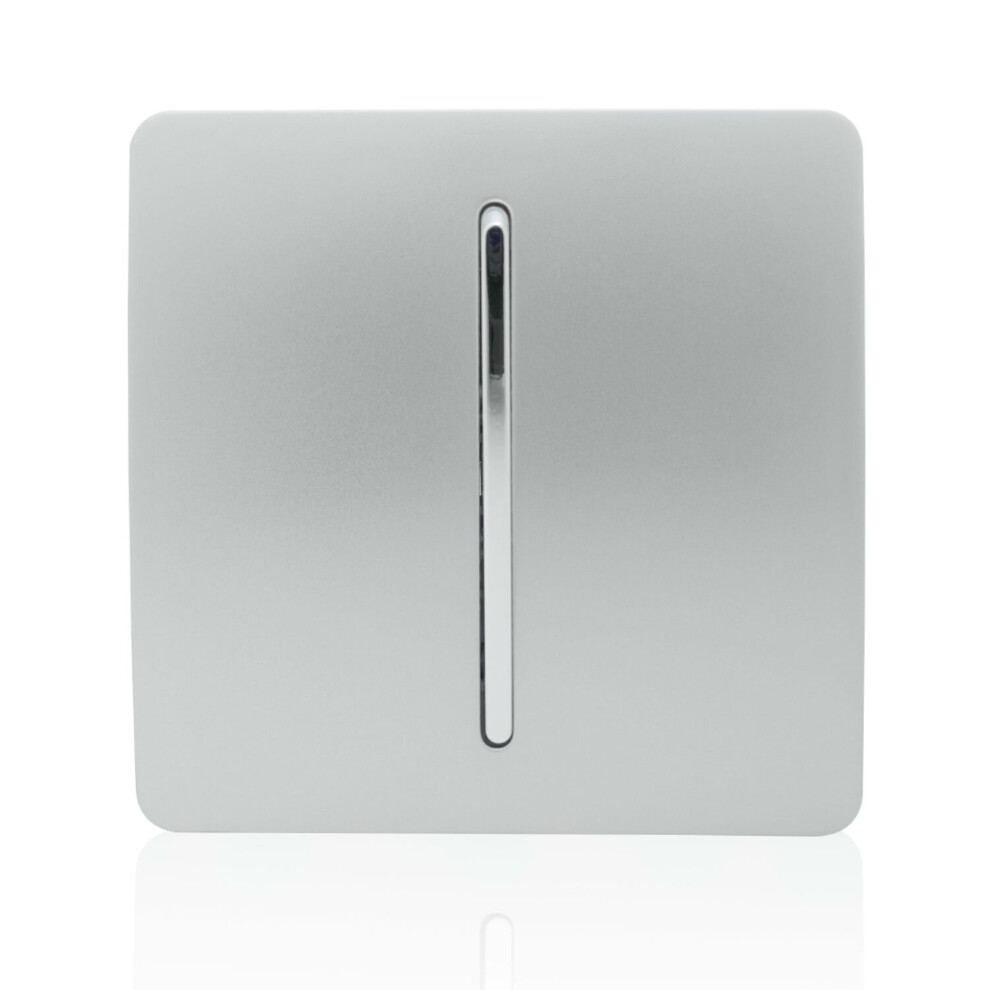 Trendi 1 Gang 3 Way Intermediate Artistic Modern Glossy 10 Amp Rocker Tactile Light Switch Silver