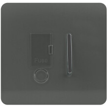 ART-FSCH Trendi Charcoal Fused Spur Switch - Modern Glossy Tactile, Screwless Faceplate