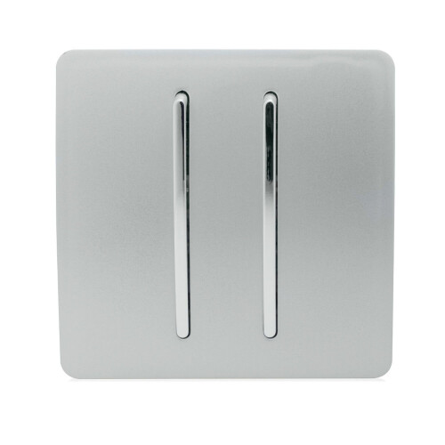 Trendi Switch Trendi 2 Gang (2 Way & Intermediate) 10 Amp Rocker Light Switch Silver
