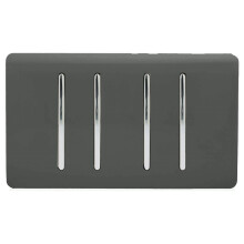 Trendi Artistic Modern Glossy 4 Gang 1 Way Rocker Double Plate Tactile Light Switch Charcoal