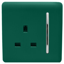 Trendi 1 Gang Artistic Modern Glossy 13 Amp Switched Tactile Plug Socket Dark Green