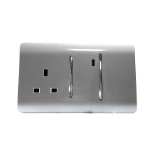 Trendi Modern 45 A Cooker Switch & Plug Socket Inc Neon Insert Silver
