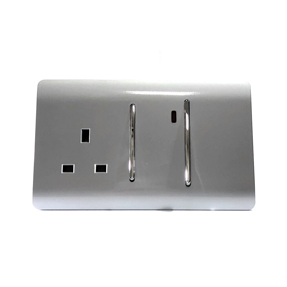 Trendi Switch Silver Trendi Modern A Cooker Switch & Plug Socket Inc Neon Insert Size 45