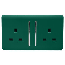 Trendi 2 Gang Artistic Modern Glossy 13 Amp Switched Tactile Plug Socket Dark Green