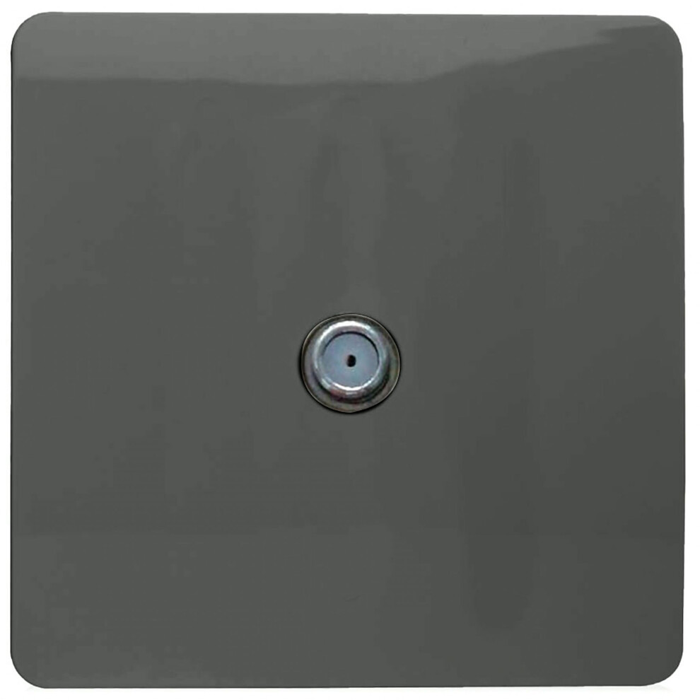 Trendi 1 Gang Artistic Modern Glossy Screwless Television Satellite Socket Charcoal 631576356330