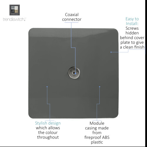 Trendi Switch Trendi Artistic Modern Glossy Tactile TV Socket Charcoal 1