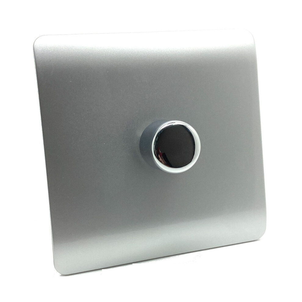 Trendi Modern Glossy 1 Gang 2 Way 120w LED Dimmer Switch Silver