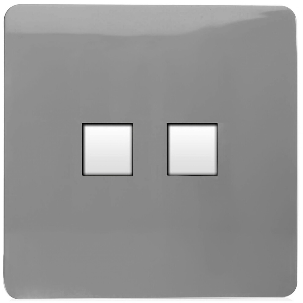 Trendi Artistic Modern Glossy 2 Gang Tactile RJ45 Cat 5e&Cat 6 PC Ethernet Socket Light Grey