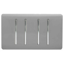 Trendi 4 Gang (2 Way & 1x Intermediate) Glossy 10 Amp Rocker Light Switch Light Grey